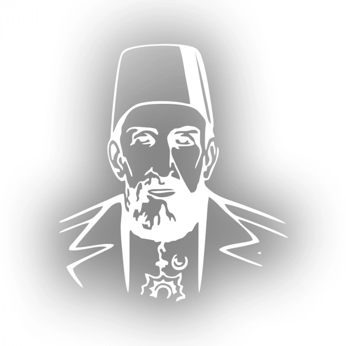 2.Abdülhamit Silüet Sticker 17x17 Cm Beyaz