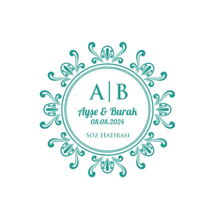 Klasik Dikdörtgen Mühür Kına Nişan Düğün 3x3 cm özel etiket / 50 adet sticker