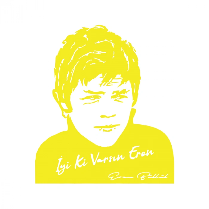 İyi Ki Varsın Eren Araba Sticker 17x17 Cm Sarı