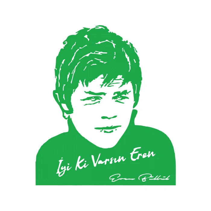 İyi Ki Varsın Eren Araba Sticker 17x17 Cm Yeşil