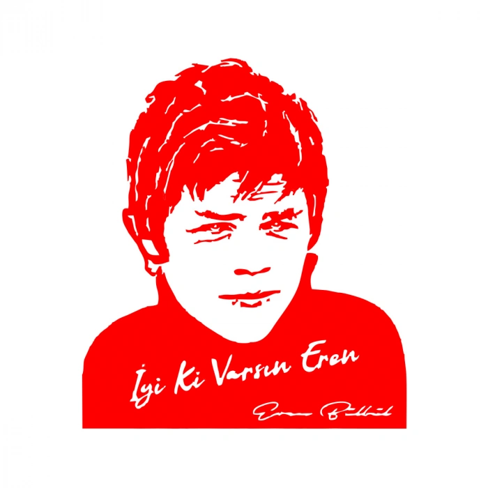 İyi Ki Varsın Eren Araba Sticker 17x17 Cm Kırmızı