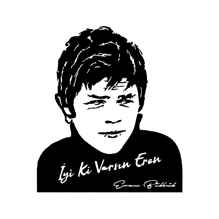 İyi Ki Varsın Eren Araba Sticker 17x17 Cm Siyah