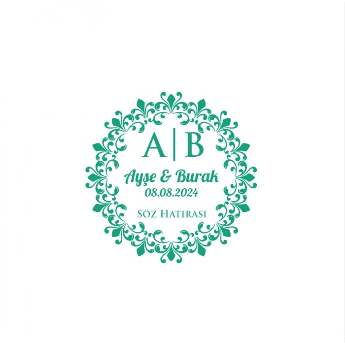 Yarım Ay Dikdörtgen Mühür Kına Nişan Düğün 3x3 cm özel etiket / 50 adet sticker