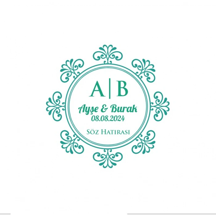 İnce Çerçeveli Dikdörtgen Mühür Kına Nişan Düğün 3x3 cm özel etiket / 50 adet sticker