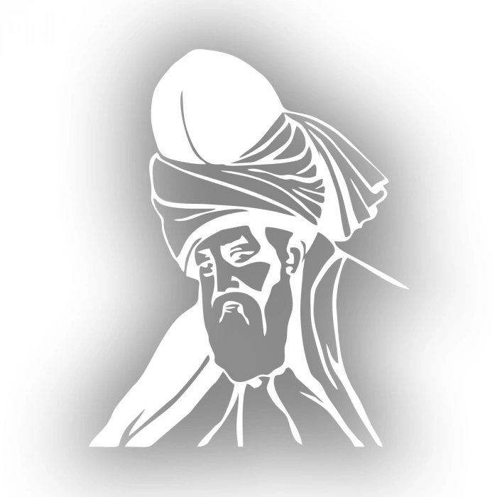 Mevlana Araba Sticker 17x17 Cm Beyaz