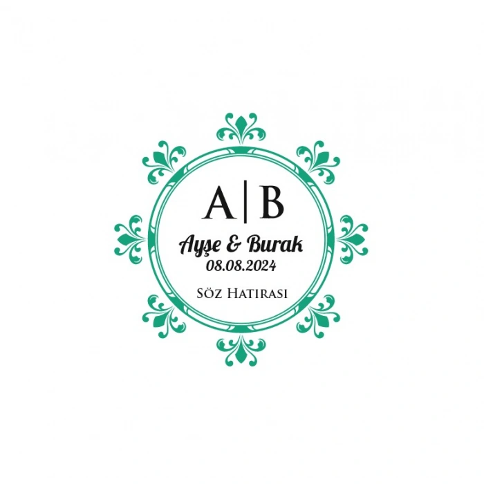 Basamaklı Dikdörtgen Mühür Kına Nişan Düğün 3x3 cm özel etiket / 50 adet sticker