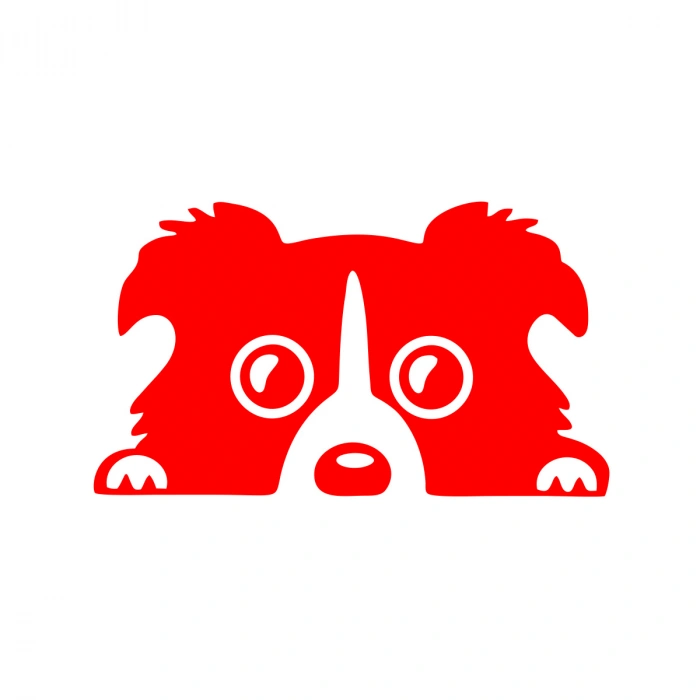 Köpek Araba Sticker 17x17 Cm Kırmızı