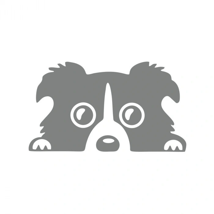 Köpek Araba Sticker 17x17 Cm Gri