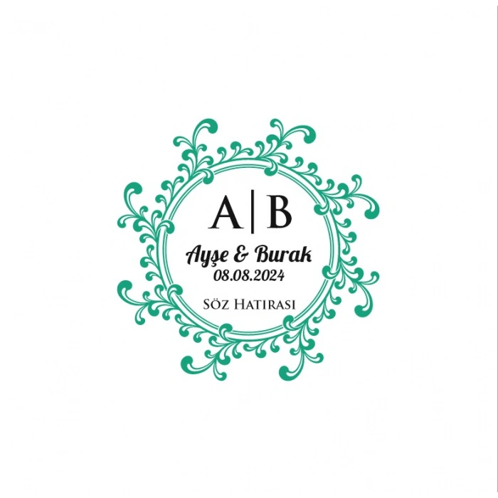 Şekilli Dalgalı Dikdörtgen Mühür Kına Nişan Düğün 3x3 cm özel etiket / 50 adet sticker