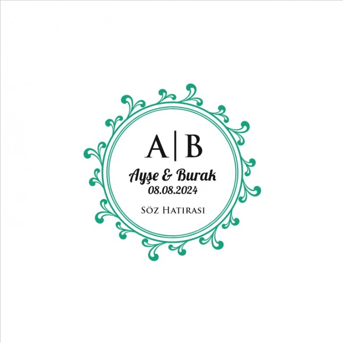 Kenarları Kabarık Dikdörtgen Mühür Kına Nişan Düğün 3x3 cm özel etiket / 50 adet sticker