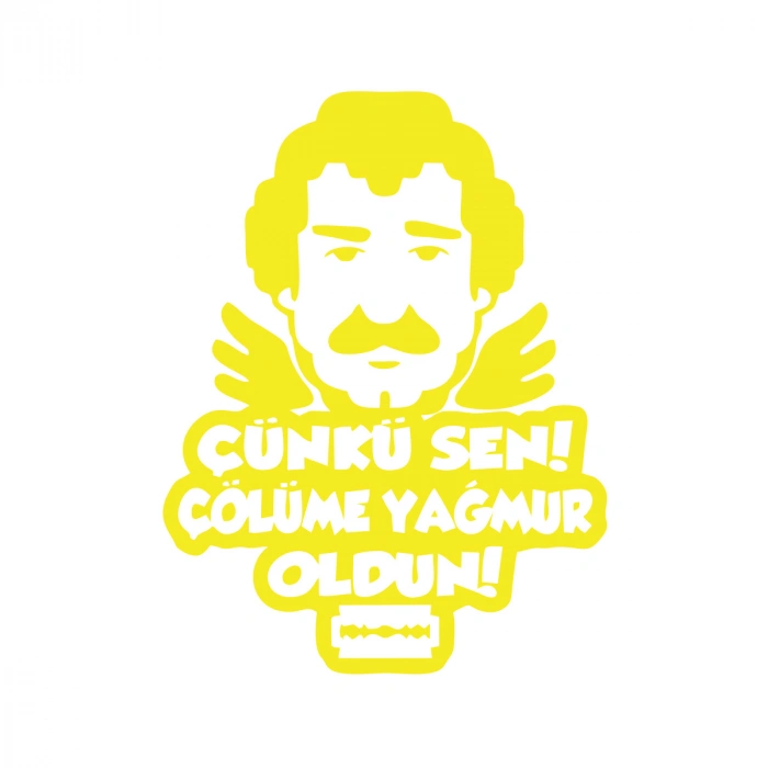 Müslüm Gürses Silüet Araba Sticker 17x17 Cm Sarı