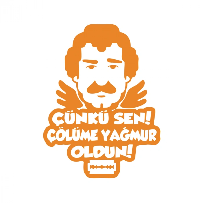 Müslüm Gürses Silüet Araba Sticker 17x17 Cm Turuncu