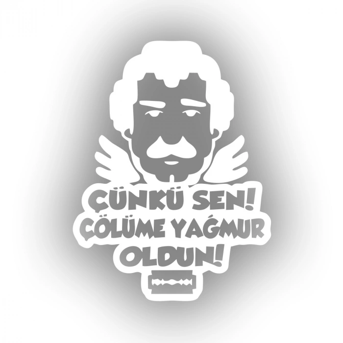 Müslüm Gürses Silüet Araba Sticker 17x17 Cm Beyaz