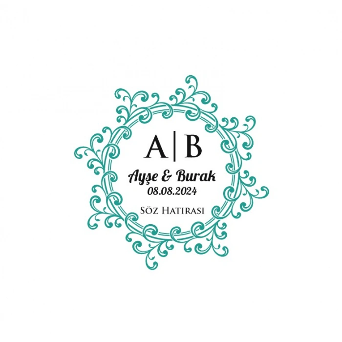 Klasik Dikdörtgen Mühür Kına Nişan Düğün 3x3 cm özel etiket / 50 adet sticker