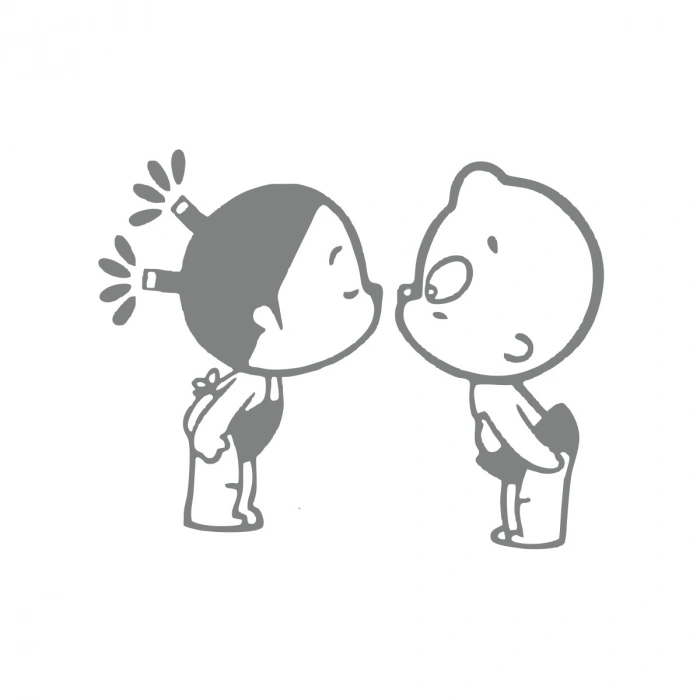 Bebekler Araba Sticker 17x17 Cm Gri