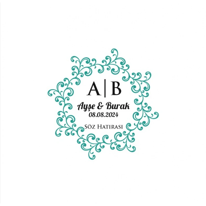 İnce Çerçeveli Dikdörtgen Mühür Kına Nişan Düğün 3x3 cm özel etiket / 50 adet sticker