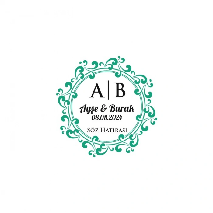 Yaprak Dal Desenli Dikdörtgen Mühür Kına Nişan Düğün 3x3 cm özel etiket / 50 adet sticker