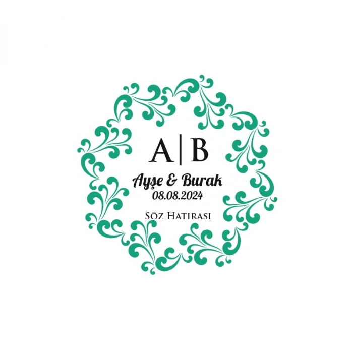 Geniş Dal Desenli Dikdörtgen Mühür Kına Nişan Düğün 3x3 cm özel etiket / 50 adet sticker