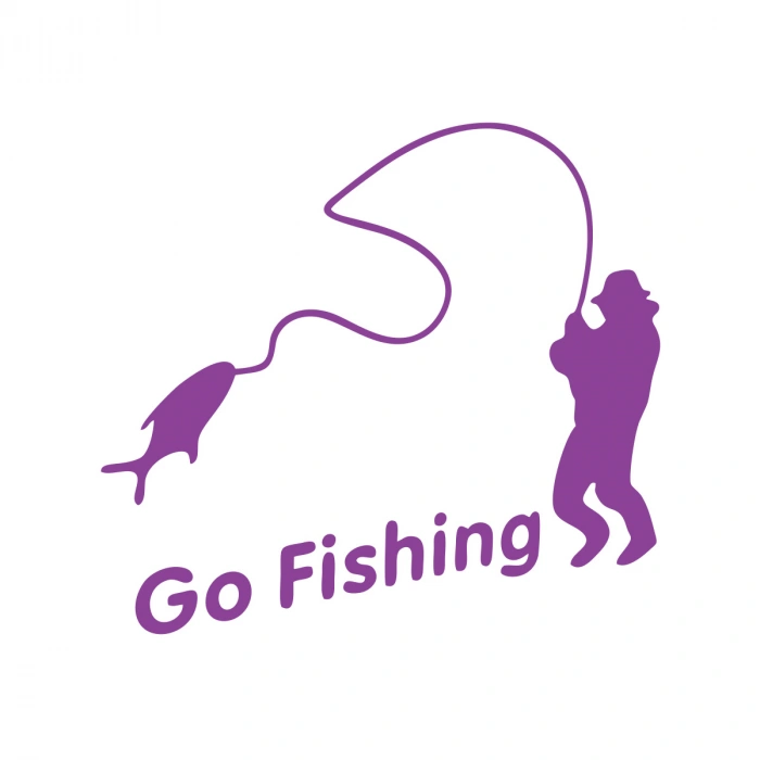 Go Fishing Araba Sticker 17x17 Cm Mor