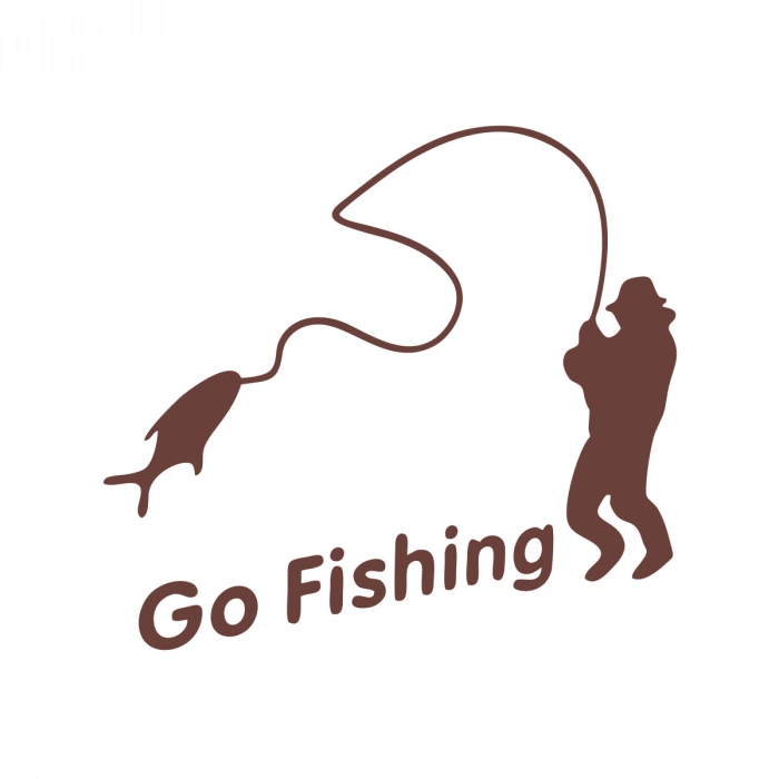 Go Fishing Araba Sticker 17x17 Cm Kahverengi