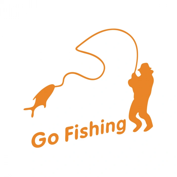 Go Fishing Araba Sticker 17x17 Cm Turuncu