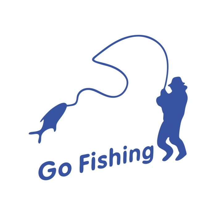 Go Fishing Araba Sticker 17x17 Cm Mavi