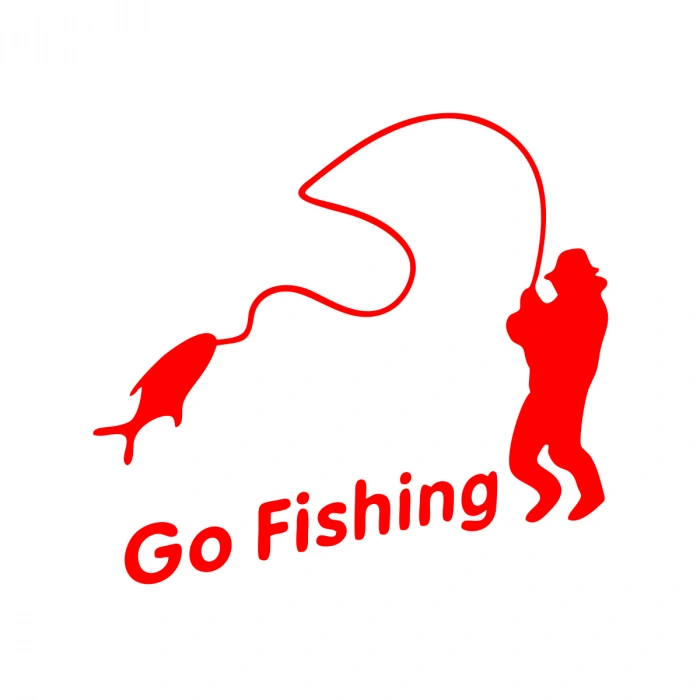 Go Fishing Araba Sticker 17x17 Cm Kırmızı