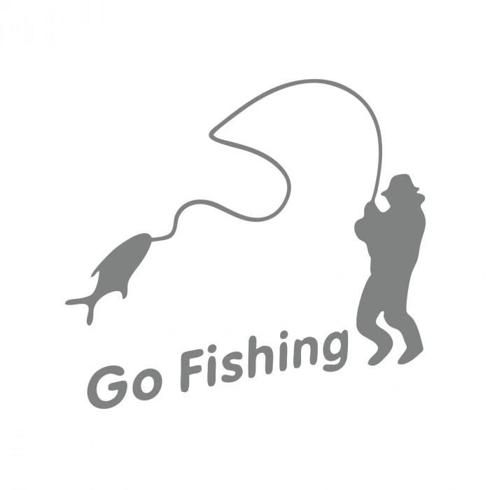 Go Fishing Araba Sticker 17x17 Cm Gri
