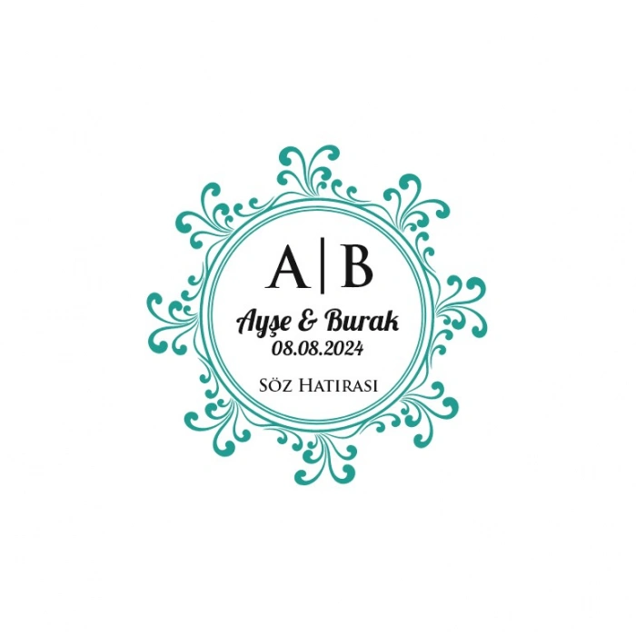 Klasik Desenli Dikdörtgen Mühür Kına Nişan Düğün 3x3 cm özel etiket / 50 adet sticker