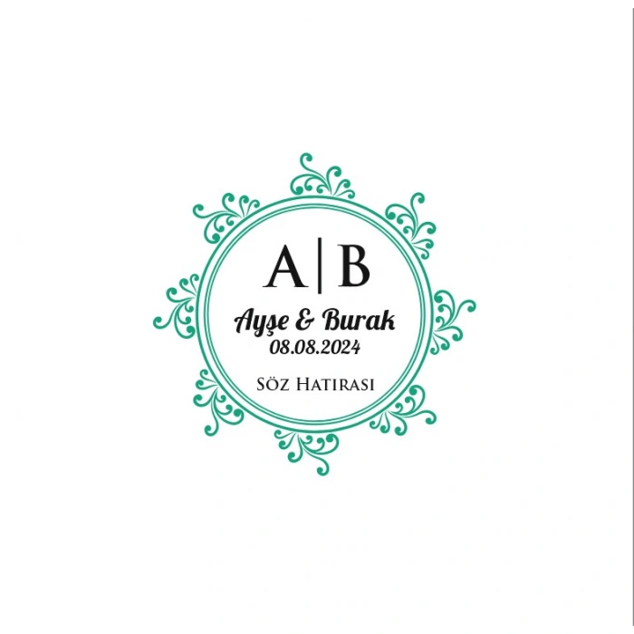 Çokgen Kenarlı Dikdörtgen Mühür (Kalın) Kına Nişan Düğün 3x3 cm özel etiket / 50 adet sticker