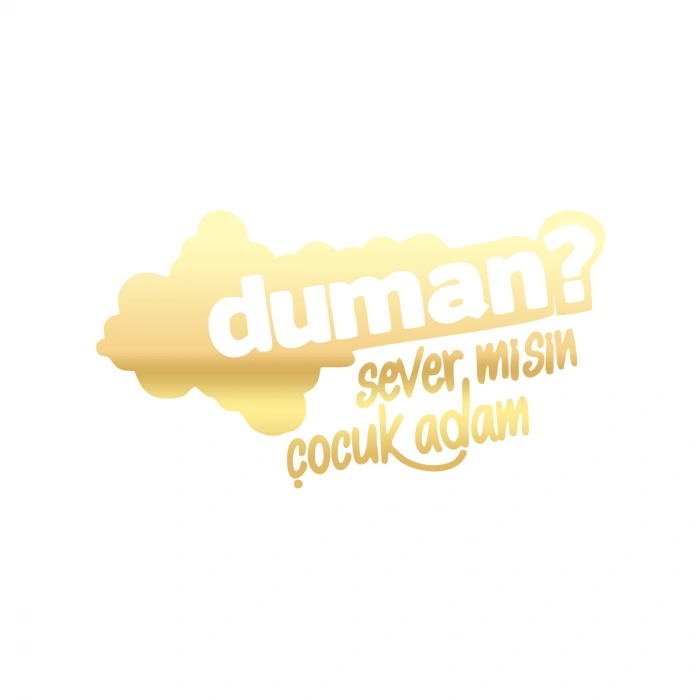 Duman Sever Misin Çocuk Adam Araba Sticker 17x17 Cm Gold