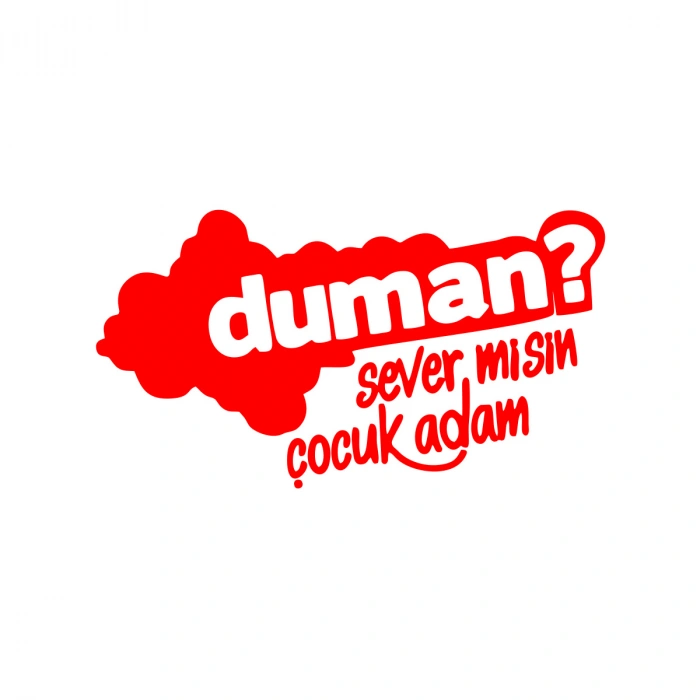 Duman Sever Misin Çocuk Adam Araba Sticker 17x17 Cm Kırmızı