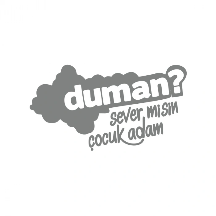 Duman Sever Misin Çocuk Adam Araba Sticker 17x17 Cm Gri
