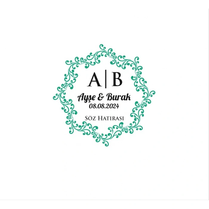 Çiçekli Oval Dikdörtgen Mühür Kına Nişan Düğün 3x3 cm özel etiket / 50 adet sticker