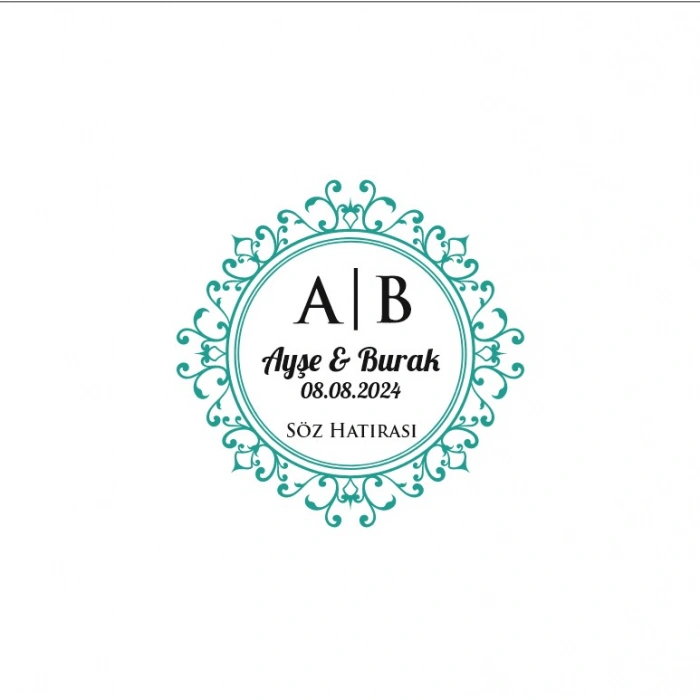 Yapraklı Oval Dikdörtgen Mühür Kına Nişan Düğün 3x3 cm özel etiket / 50 adet sticker