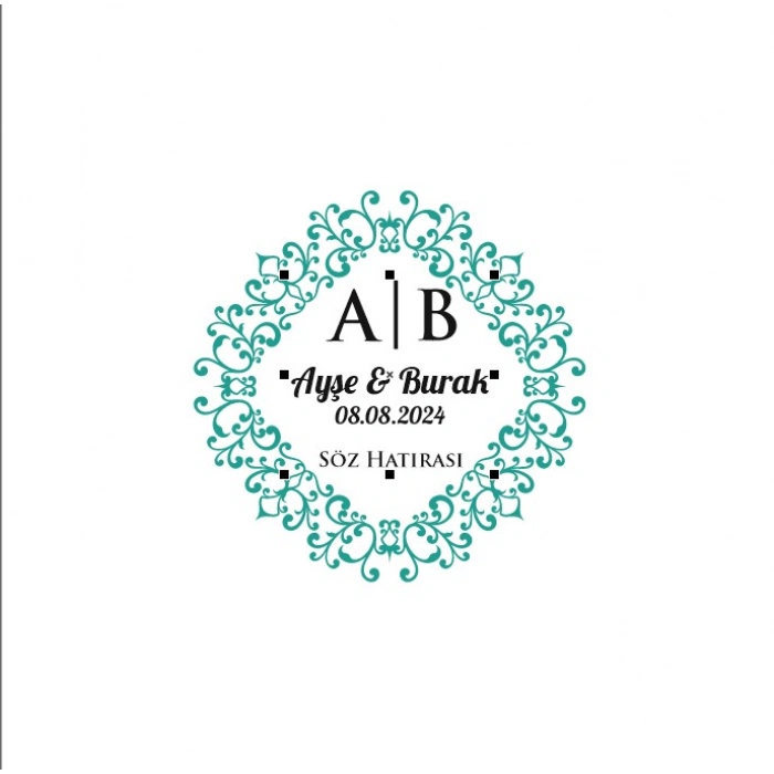 Çift Katmanlı Kare Mühür Kına Nişan Düğün 3x3 cm özel etiket / 50 adet sticker