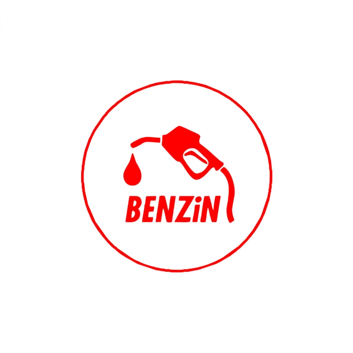 Benzin Araba Sticker 17x17 Cm Kırmızı