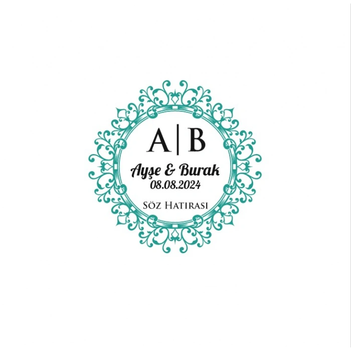 Düz Kenarlı Kare Mühür Kına Nişan Düğün 3x3 cm özel etiket / 50 adet sticker