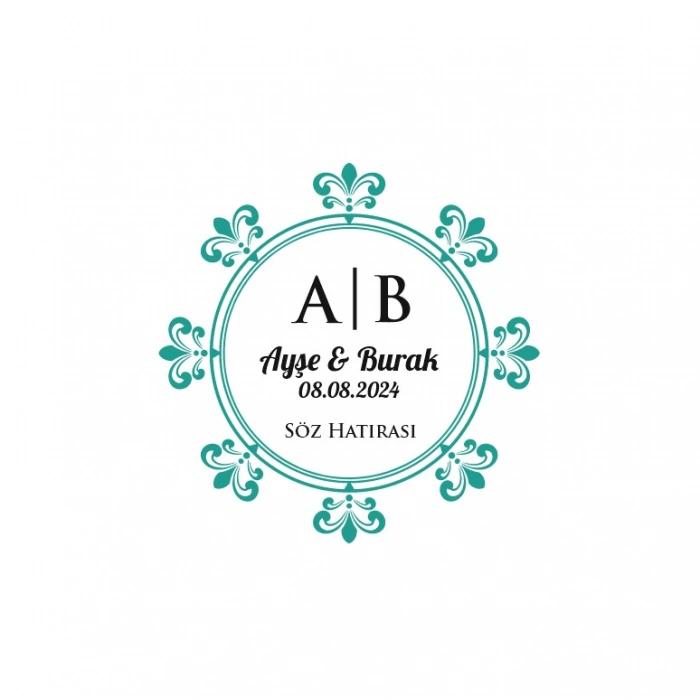 Yuvarlak Kenarlı Kare Mühür Kına Nişan Düğün 3x3 cm özel etiket / 50 adet sticker