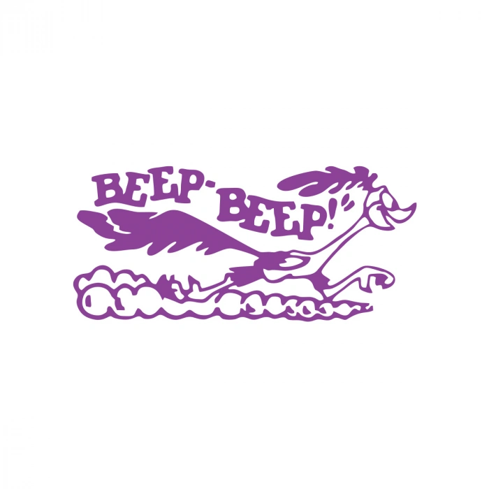 Beep Beep Araba Sticker 17x17 Cm Mor