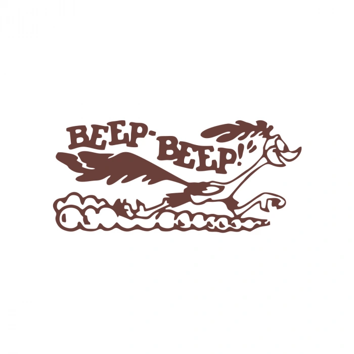 Beep Beep Araba Sticker 17x17 Cm Kahverengi