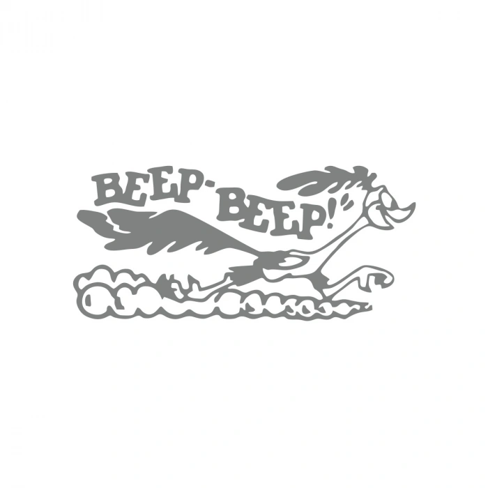 Beep Beep Araba Sticker 17x17 Cm Gri