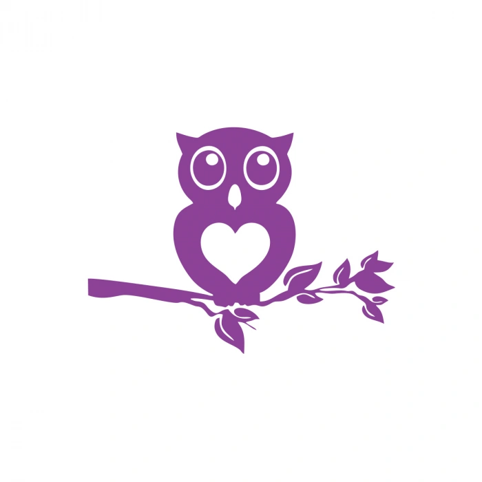 Baykuş Araba Sticker 17x17 Cm Mor