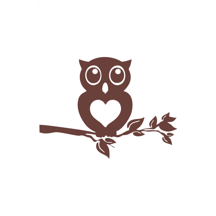 Baykuş Araba Sticker 17x17 Cm Kahverengi