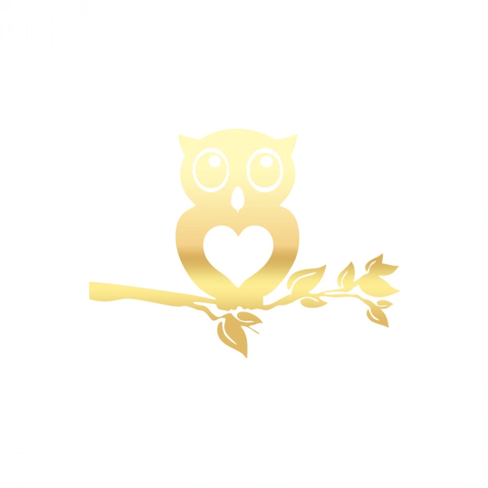 Baykuş Araba Sticker 17x17 Cm Gold