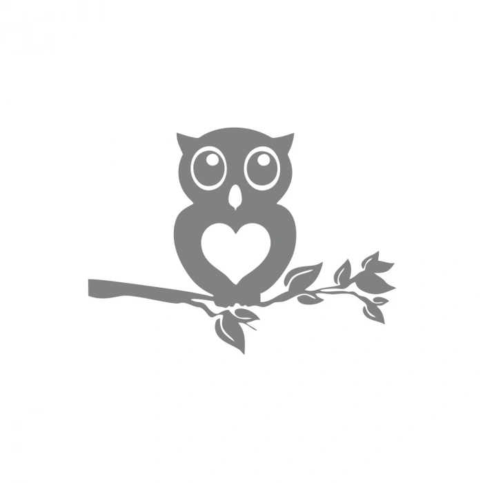 Baykuş Araba Sticker 17x17 Cm Gri