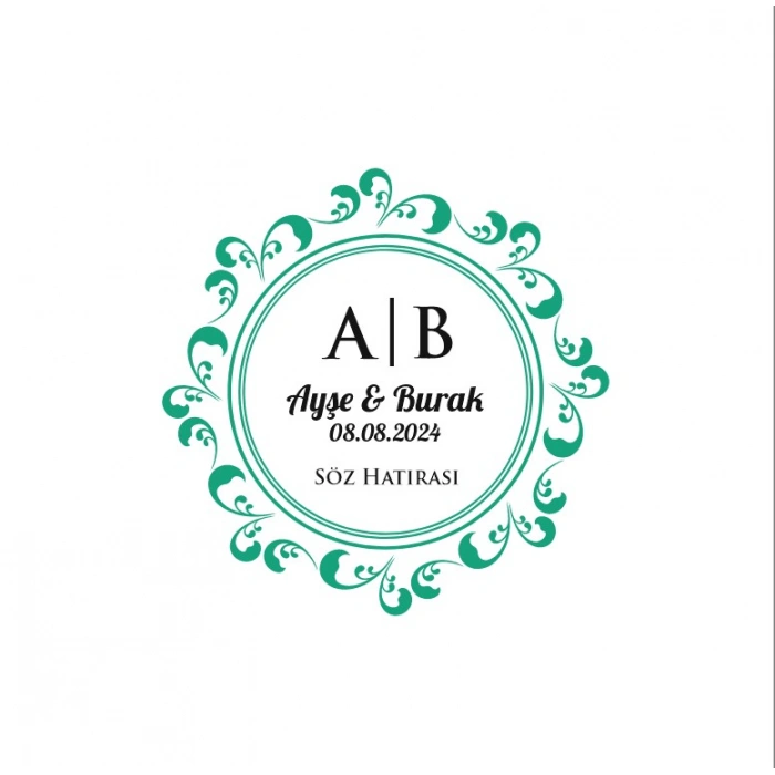 İki Taraflı Dalgalı Kare Mühür Kına Nişan Düğün 3x3 cm özel etiket / 50 adet sticker