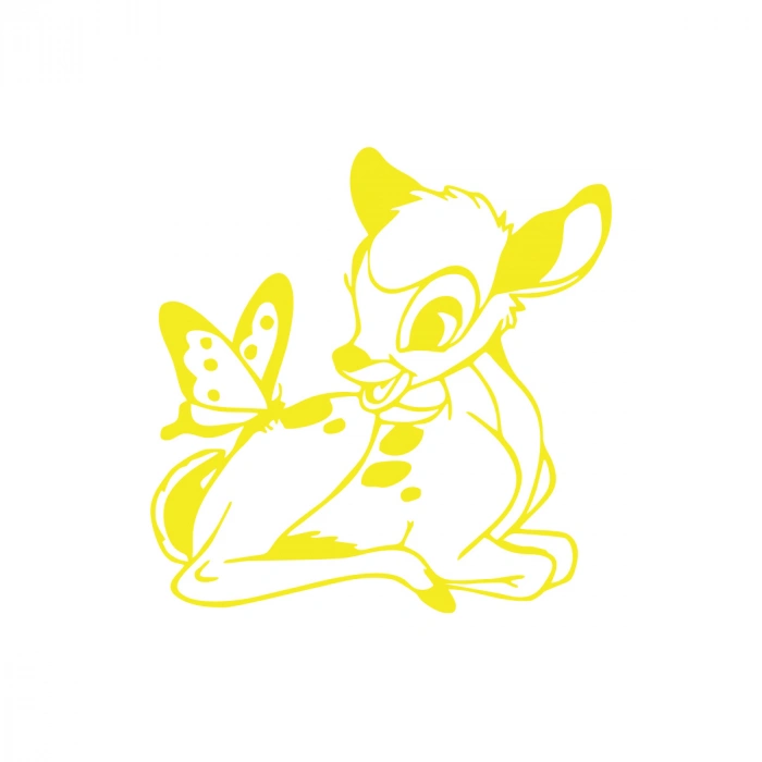 Ceylan Ve Kelebek Araba Sticker 17x17 Cm Sarı