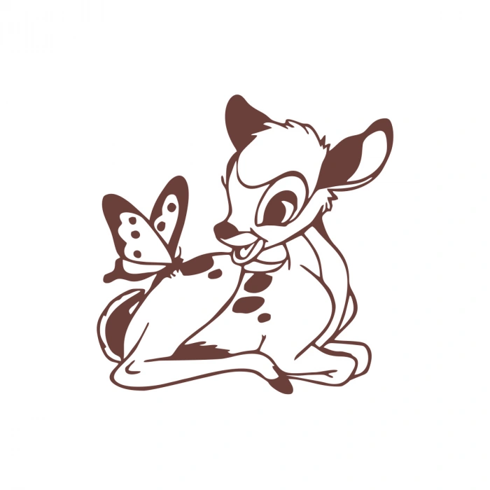 Ceylan Ve Kelebek Araba Sticker 17x17 Cm Kahverengi