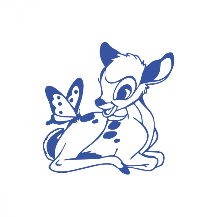 Ceylan Ve Kelebek Araba Sticker 17x17 Cm Mavi